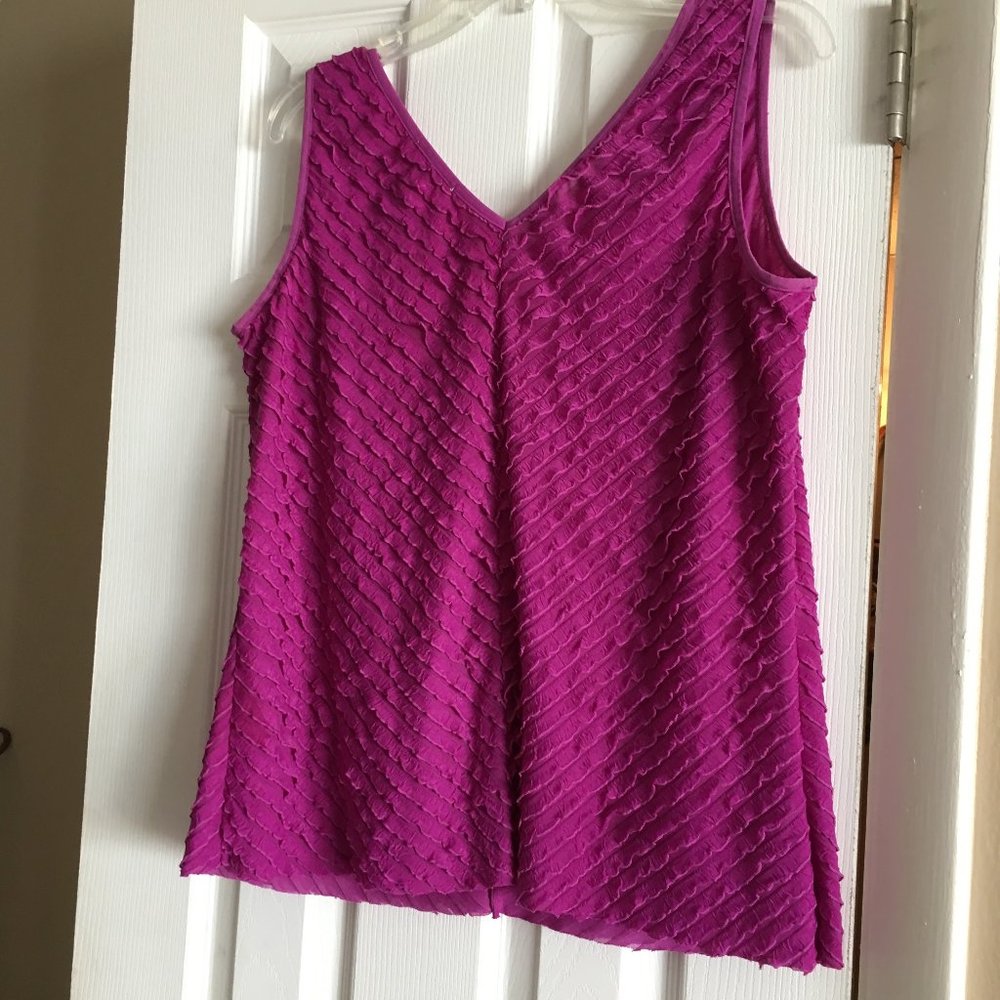 New Kate Hill Orchid V neck Sleeveless Pleated Top 1x